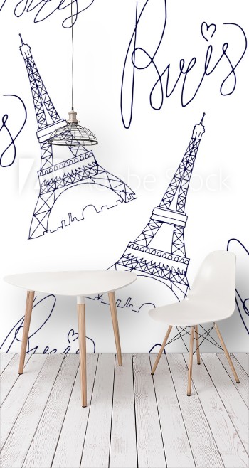 Picture of Paris eiffel tower pattern with lettering